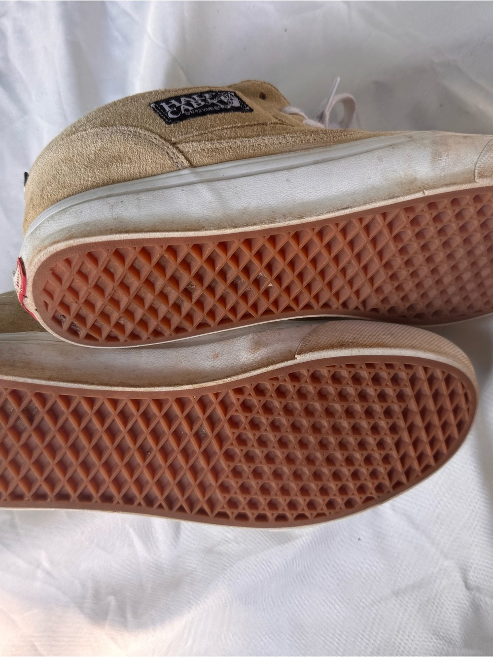 Vans Half Cab Suede Sneakers in Tan and Black with White Laces - Picture 8 of 12